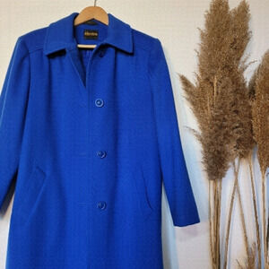 100% Virgin Wool Electric Blue Vintage coat